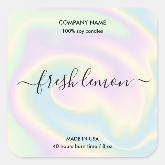 Candle label product label holographic jar label (Front)