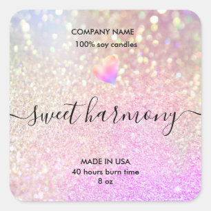 Candle label product label iridescent jar label