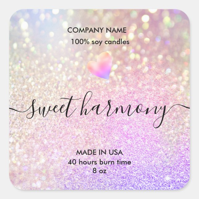 Candle label product label iridescent jar label (Front)