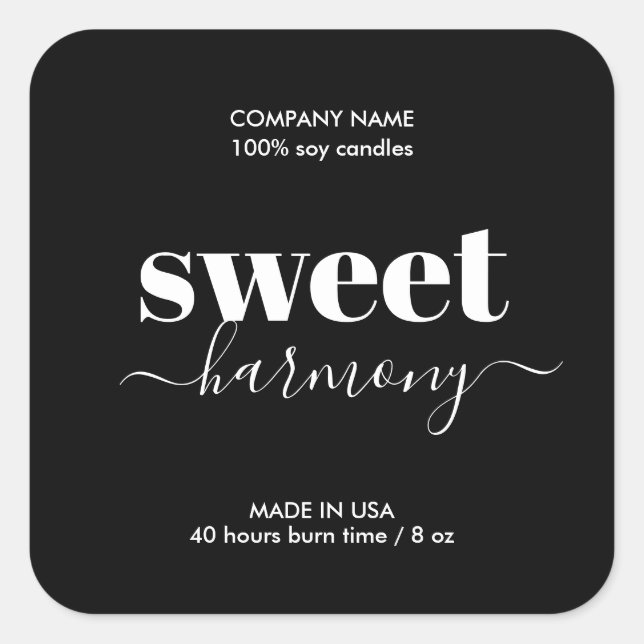 Candle label product label Modern Minimalist (Front)