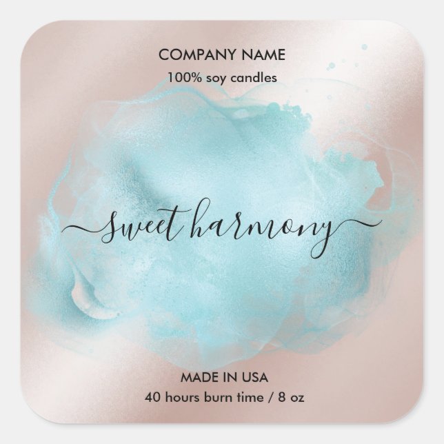 Candle label product label teal jar label (Front)