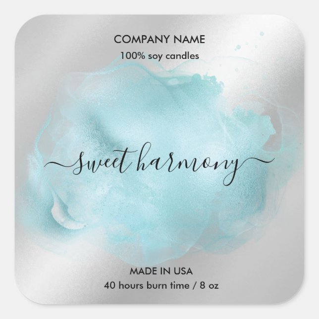 Candle label product label teal jar label (Front)
