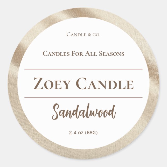 Candle Labels, Lotion Labels, Mason Jar Labels, Classic Round Sticker (Front)