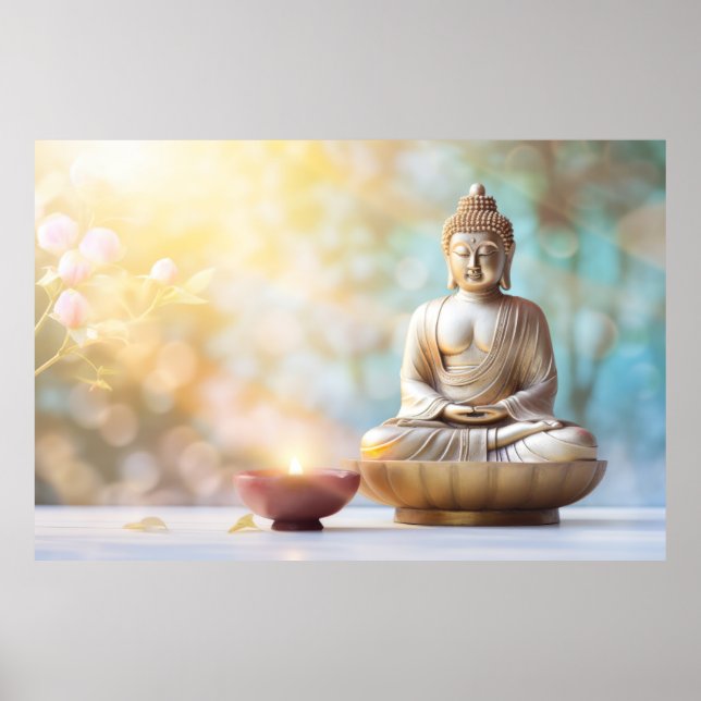 Candle Light Buddha Tranquil Peaceful  Poster (Front)