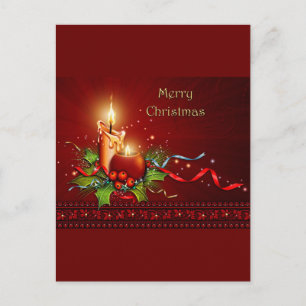 candle light holiday postcard