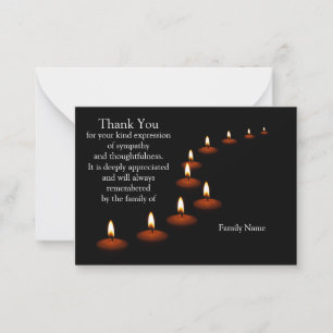 Candle light isolated black thank you card