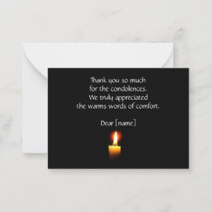 Candle Light On Black After Funeral Thank You Card
