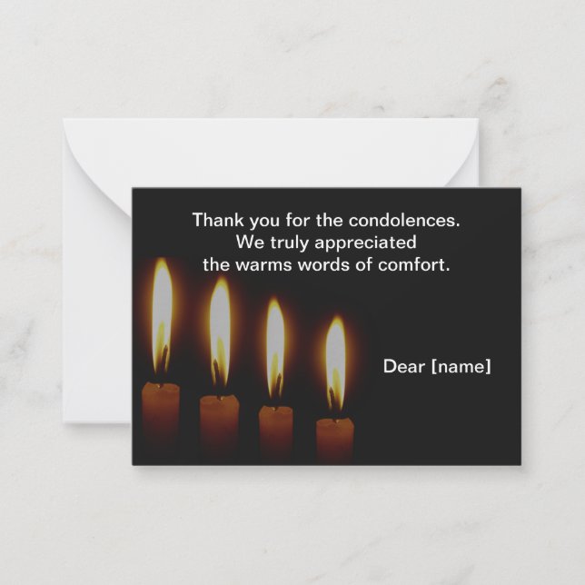 Candle Light On Dark After Funeral Thank You Cards (Front)