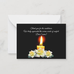 Candle Light On Flower After Funeral Thank You Card
