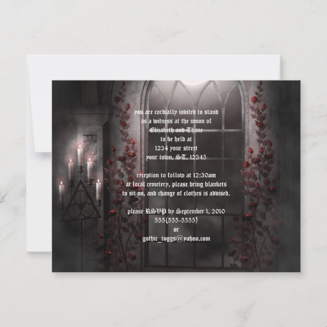 Candle Light Roses Goth Wedding Invitation (Front)