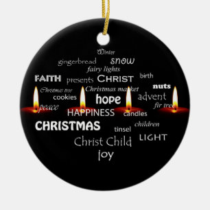 Candle Light Typography Ceramic Tree Decoration