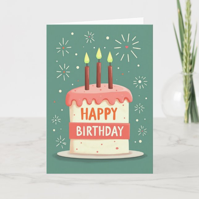 Candle Lit Cake Birthday Card (Front)