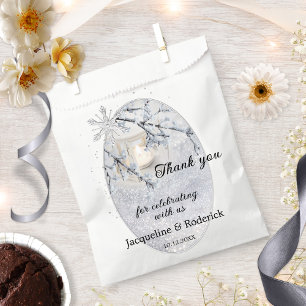 Candle Lit Lantern in Sparkling Snow Wedding Favour Bags