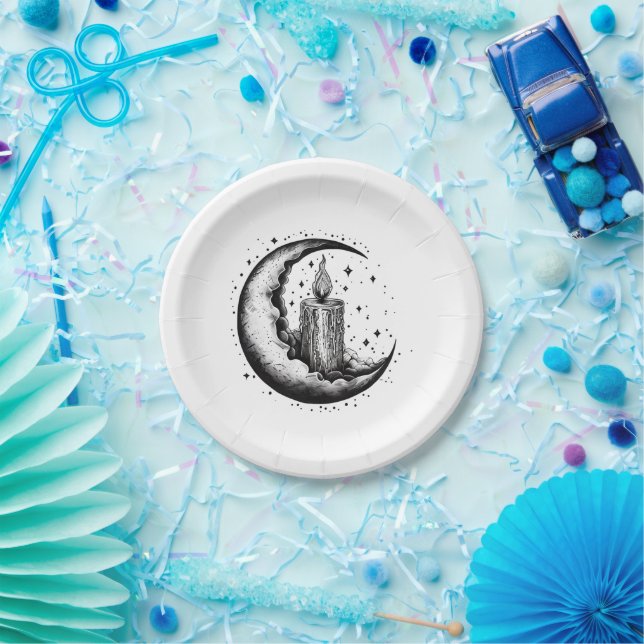 Candle Lit Moon Paper Plate (Party)