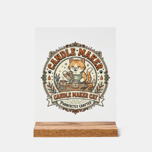 Candle Maker Cat Candle Maker Cat Vintage Vector A Acrylic Sign