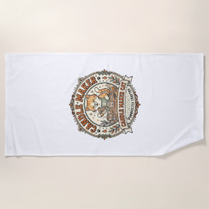 Candle Maker Cat Candle Maker Cat Vintage Vector A Beach Towel