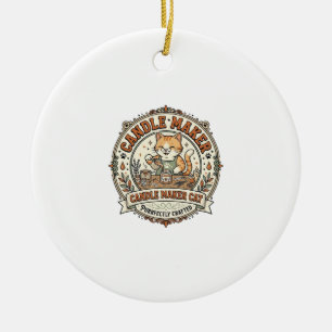 Candle Maker Cat Candle Maker Cat Vintage Vector A Ceramic Tree Decoration