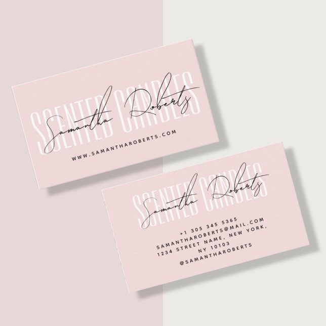 Candle maker modern typography script blush pink business card (Creator Uploaded)