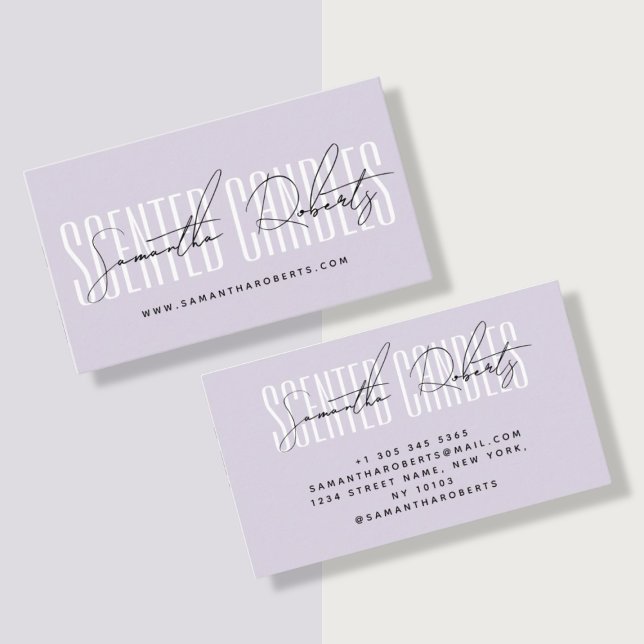 Candle maker modern typography script lavender business card (Creator Uploaded)