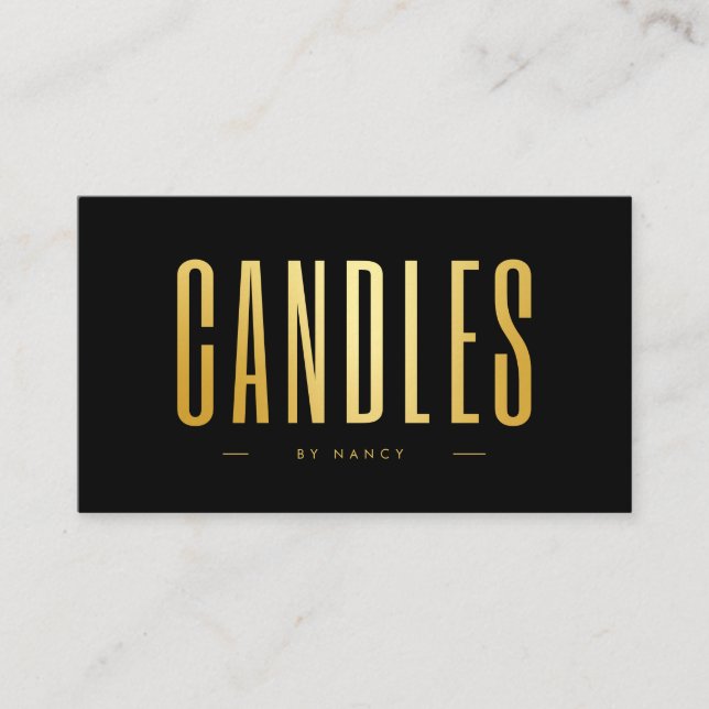 Candle maker QR Code Logo Black And Gold  Business Card (Front)