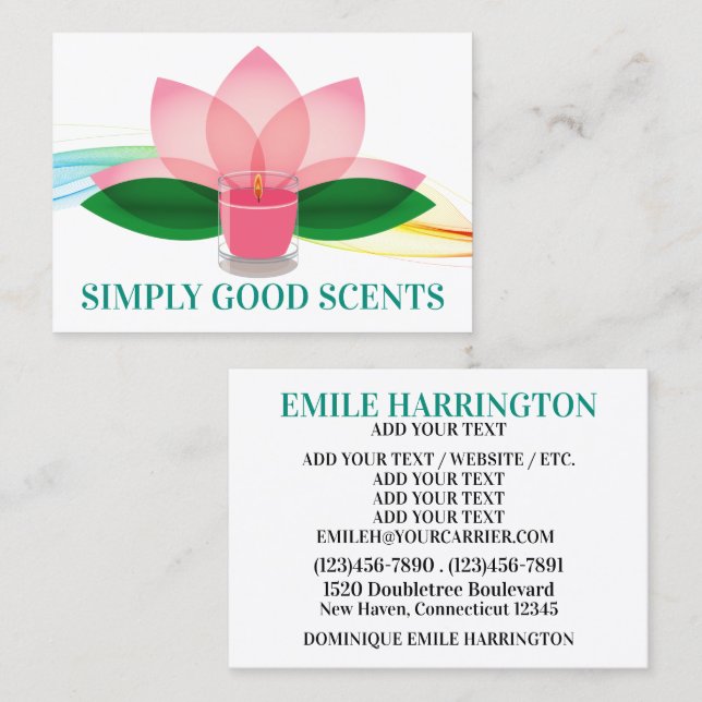 Candle Making, Spa, Retail Gift Shop Business Card (Front/Back)