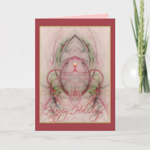 CANDLE 'N HOLLY ~ Happy Holidays Holiday Card
