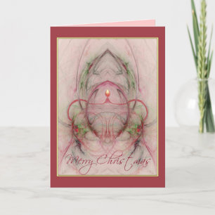 CANDLE 'N HOLLY ~ Merry Christmas Holiday Card