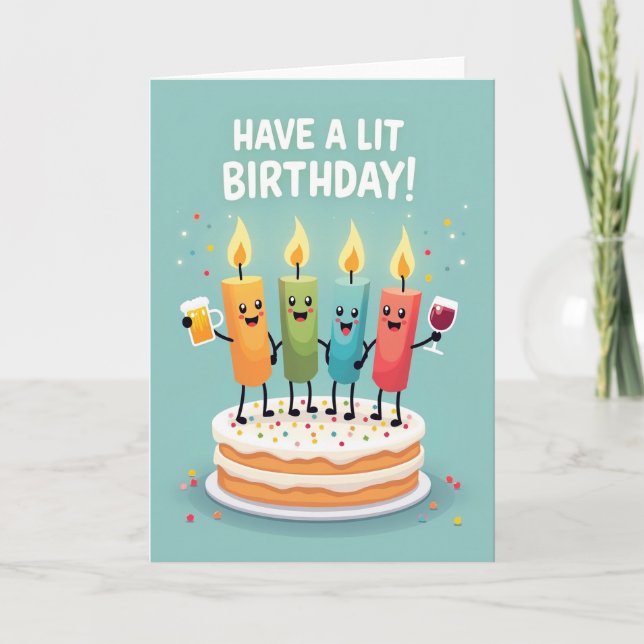 Candle Party Birthday Card (Front)