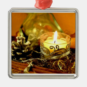 Candle & Pinecone Metal Tree Decoration