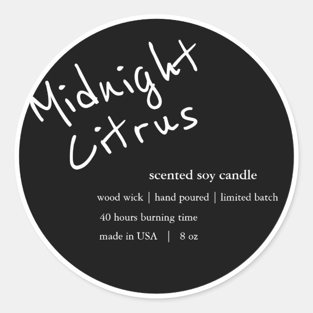 Candle Product Label Design (Front)