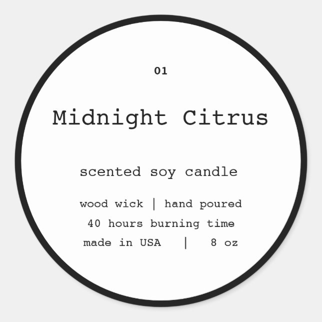 Candle Product Label Design (Front)