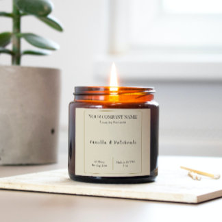 Candle Product Label Square Stickers Beige