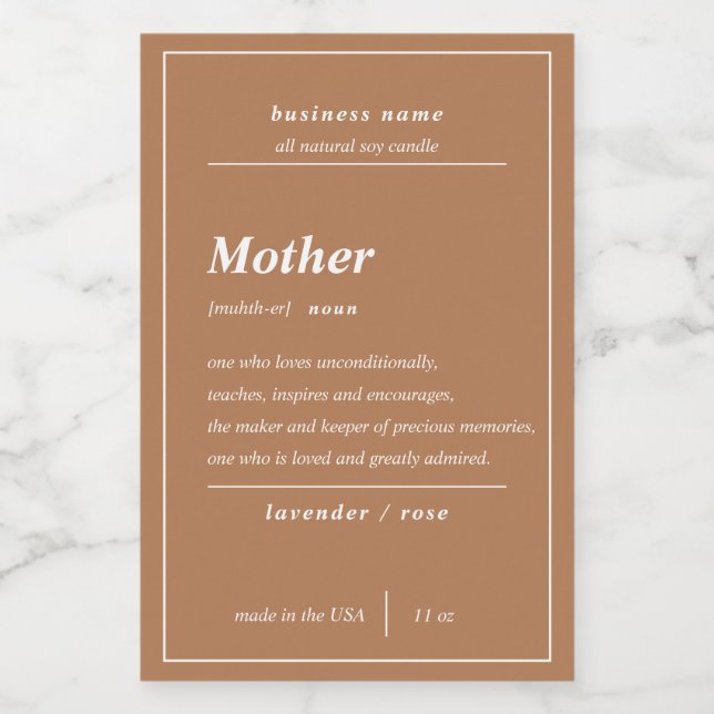 Candle Product Mother Personalised Label  (Single Label)