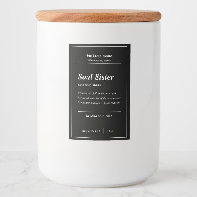 Candle Product Soul Sister Personalised Label  (Front)