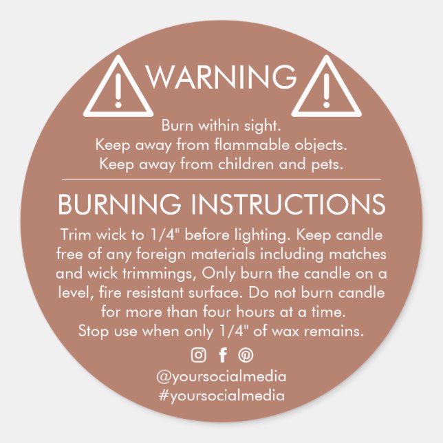 Candle Product Warning Label Design (Front)