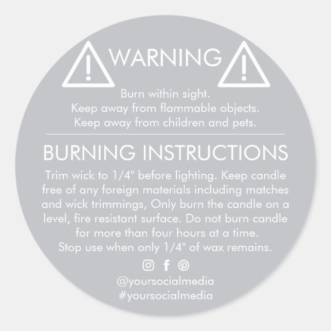 Candle Product Warning Label Design (Front)
