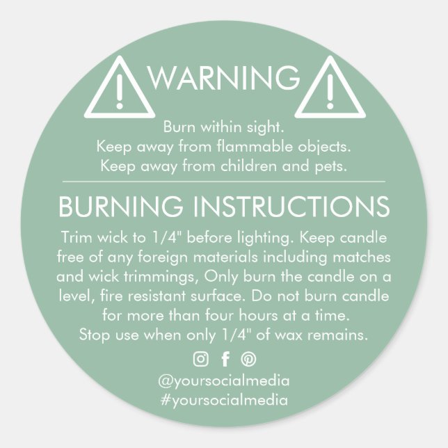 Candle Product Warning Label Design (Front)