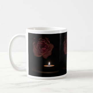 candle rose coffee mug