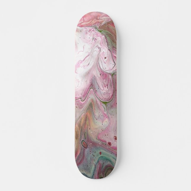 Candle Soft Pink Green Abstract Skateboard Deck (Front)