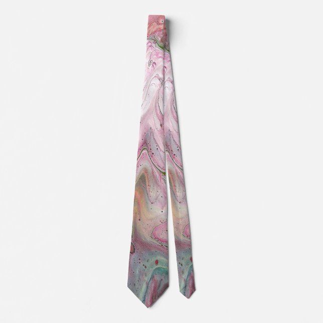 Candle Soft Pink Green Abstract Tie (Front)