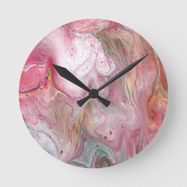 Candle Soft Pink Green Abstract Wall Clock (Front)