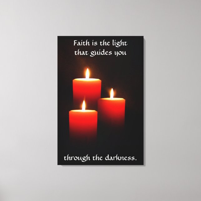 Candle Trio With Verse on Black Canvas Print (Front)