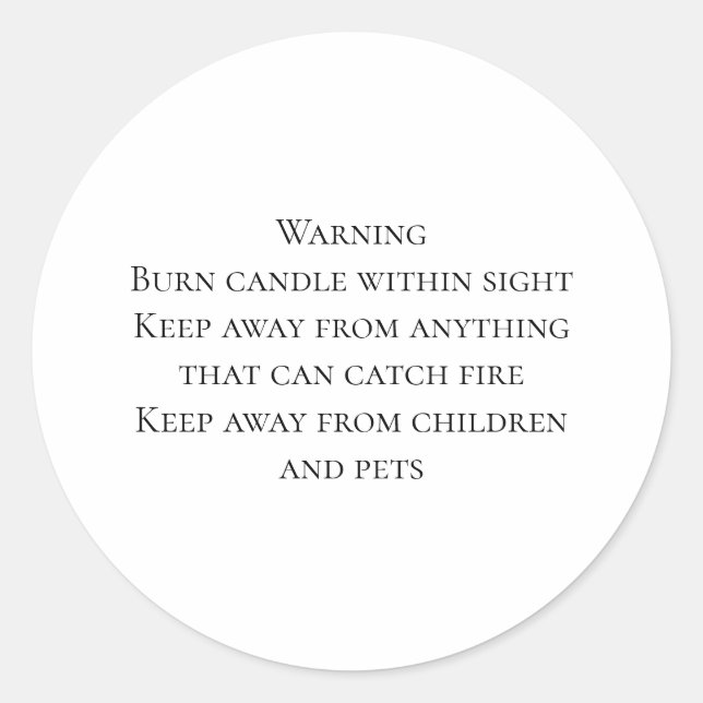 Candle Warning Label (Front)