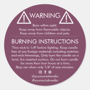 Candle Warning Label Custom Logo Safety Burning