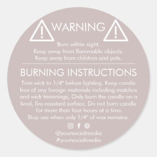 Candle Warning Label – Modern Safety Design 