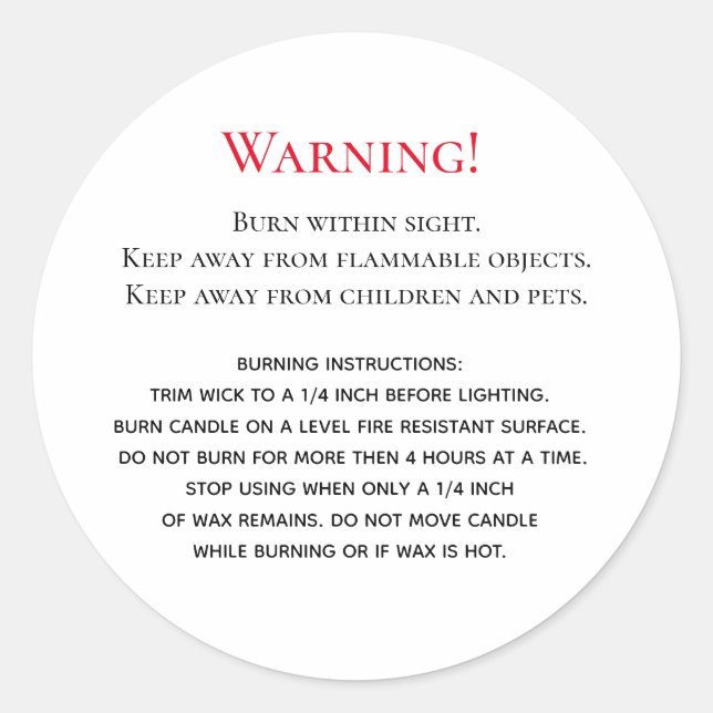 Candle Warning Labels (Front)