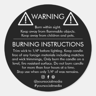 Candle Warning & Safety Instruction Label – Custom