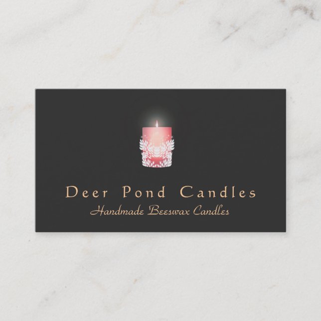 Candle with Glowing Flame Candleshop Business Card (Front)