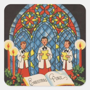 Candlelight Carols and Stained Glass Window Square Sticker