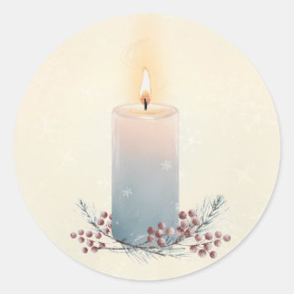 Candlelight Christmas Sympathy Envelope Gift Classic Round Sticker
